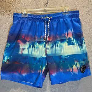 VTG Maui & Sons Mens Swim Board Shorts Palm Tree print Large